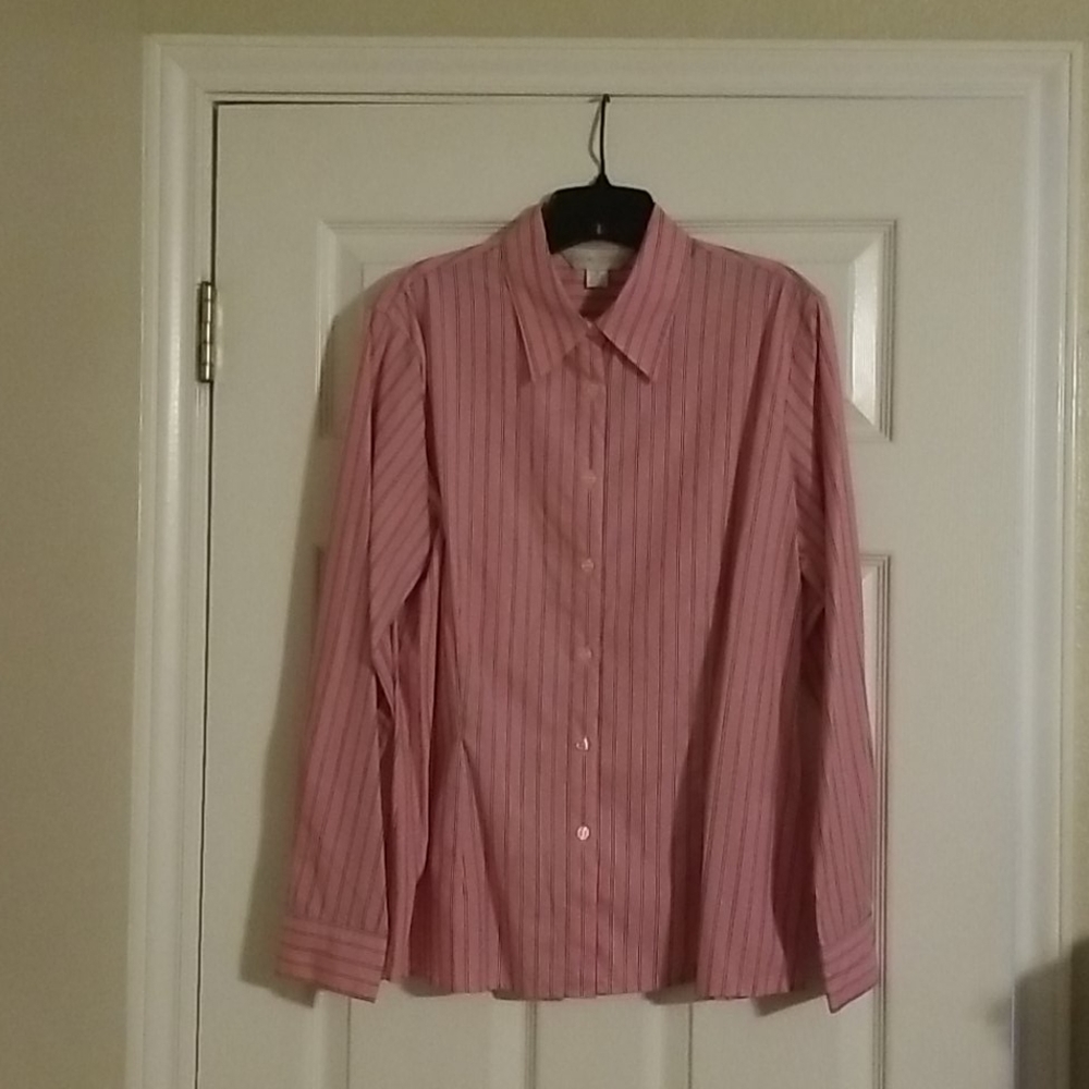 Casual Corner long sleeve striped blouse size 14